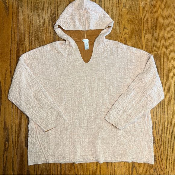 J. Jill Women's Soft Pink & Rust V-Neck Hooded Reversible Sweater - Picture 1 of 13
